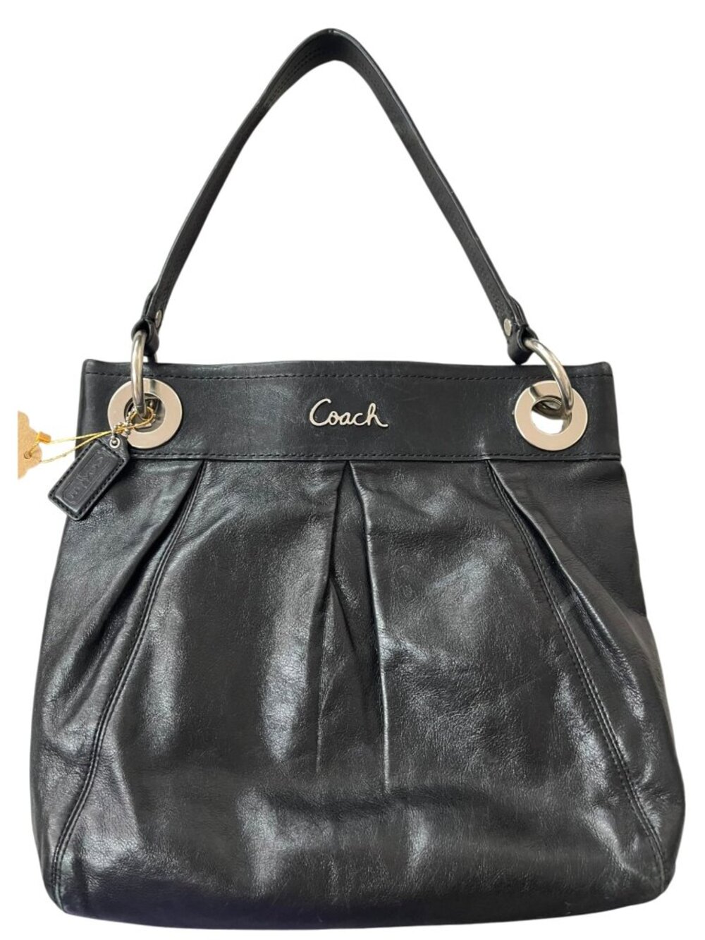 Coach Ashley Leather Hippie Pleated Shoulder Bag